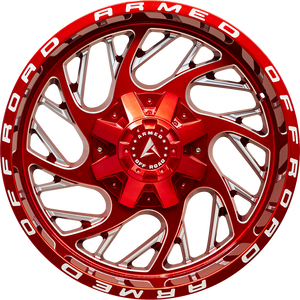 Armed Wheels Carnage Candy Red + Milling & Armed Writing 20x12 -44 8x165.1mm 125.1mm - Wheelwiz