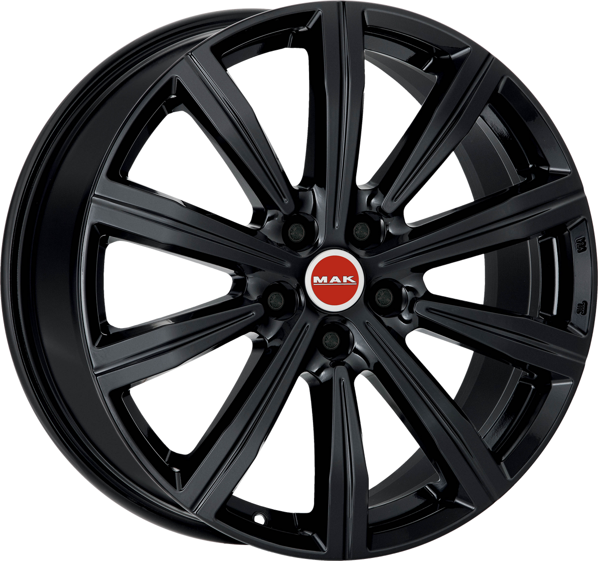 MAK BIRMINGHAM Gloss Black 19x8.5 +45 5x108mm 63.4mm - Wheelwiz