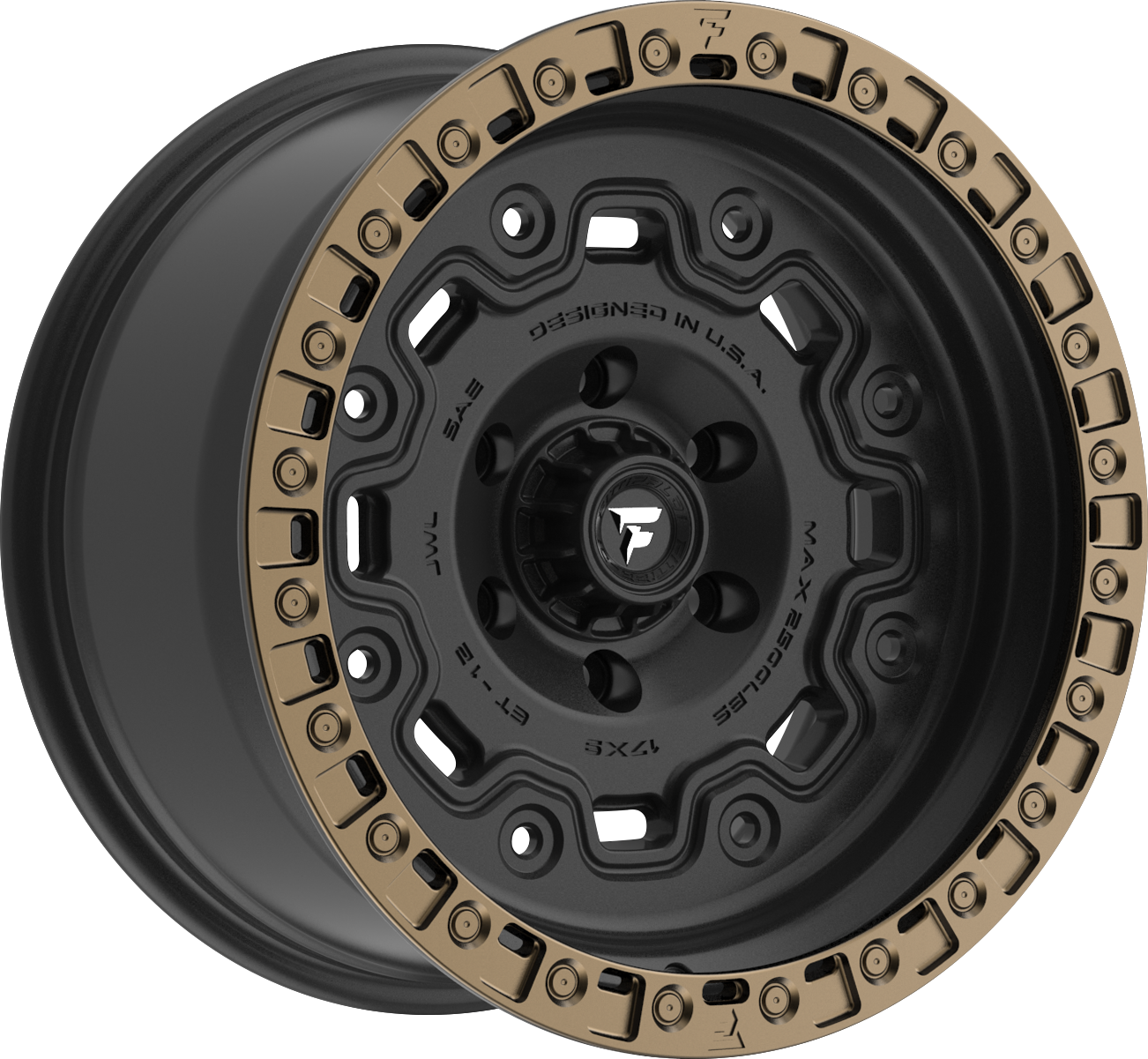 Fittipaldi FT100BZ Satin Bronze w/ Satin Black Lip 17x9 -12 6x139.7mm 106.2mm