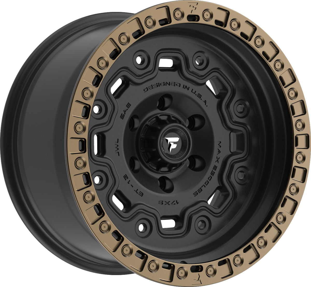 Fittipaldi FT100BZ Satin Bronze w/ Satin Black Lip 17x9 -12 6x139.7mm 106.2mm