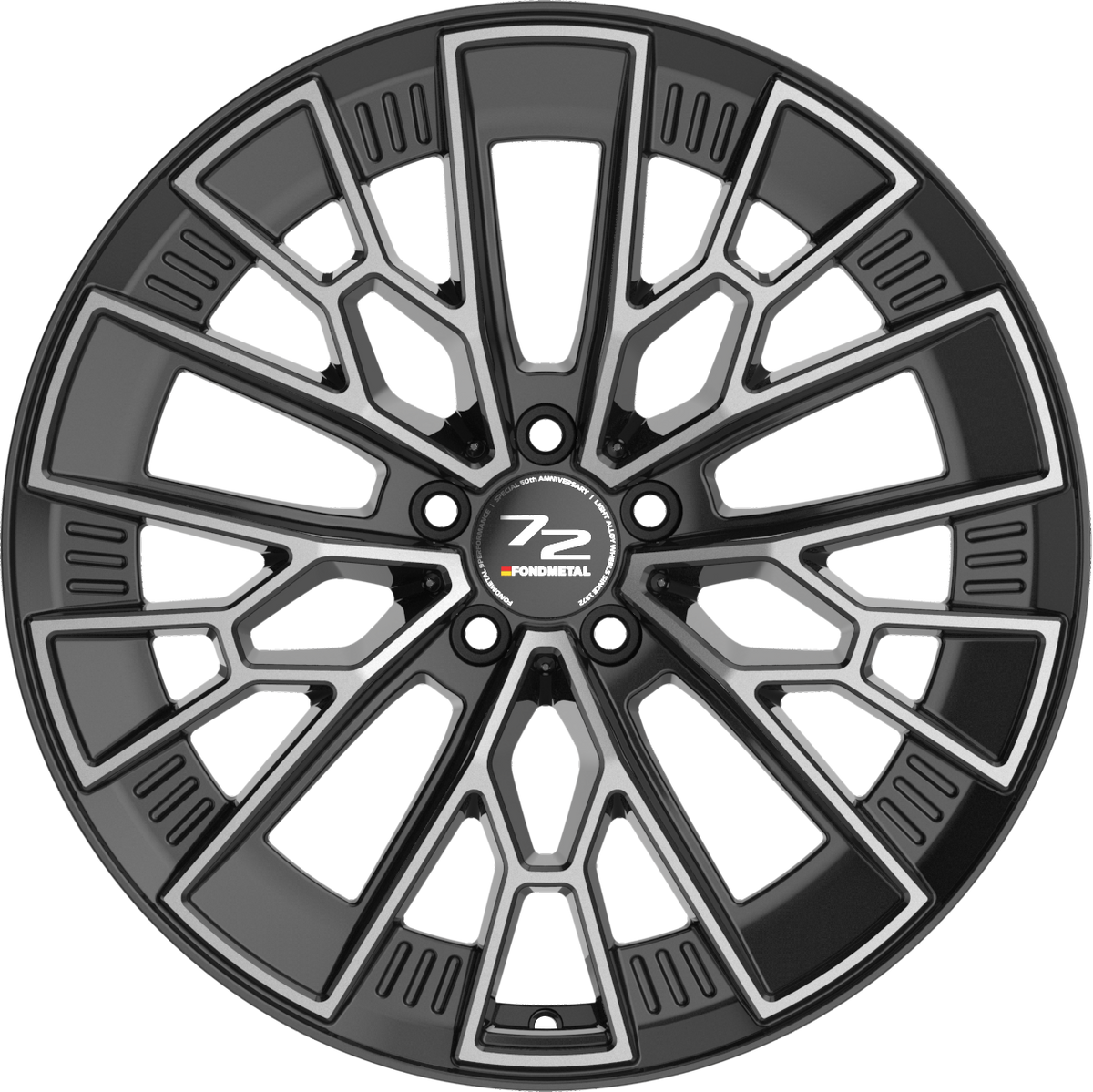 Fondmetal 1972 Anniversary Gloss Black Machined 20x9 +21 5x112mm 66.5mm - Wheelwiz