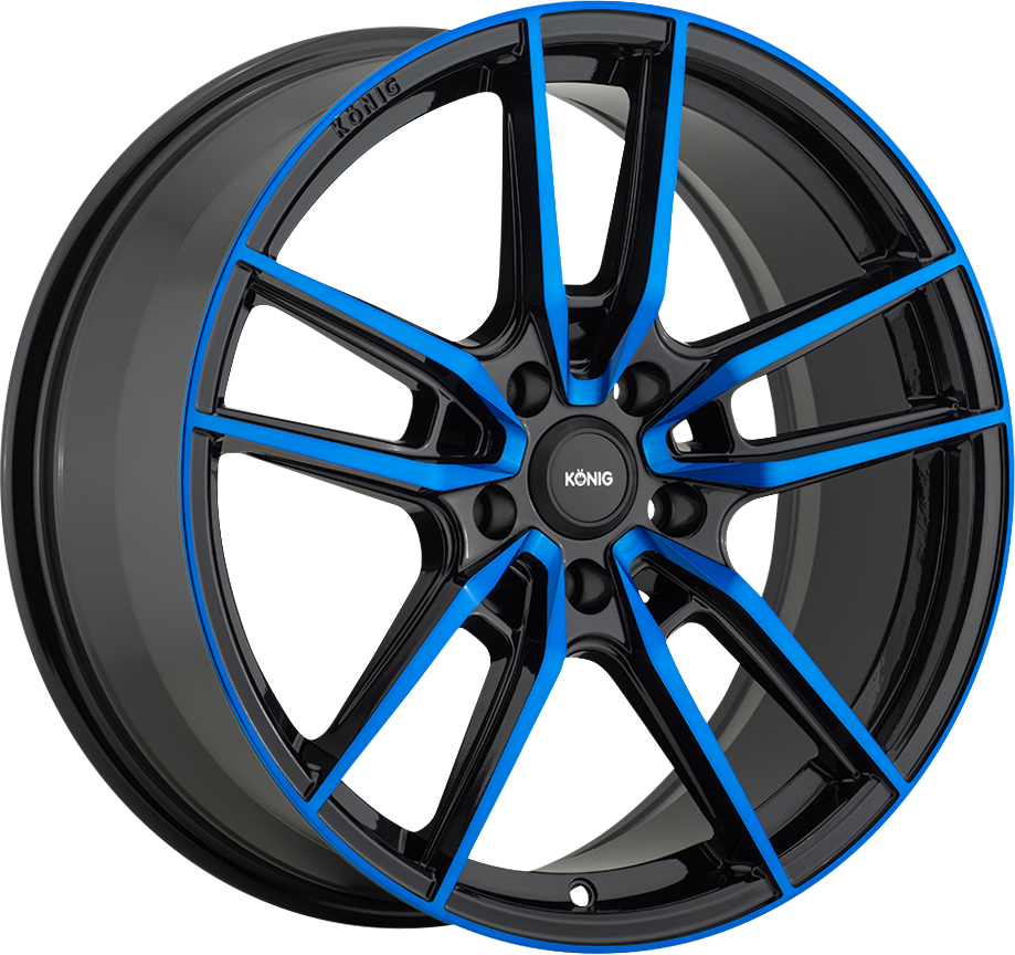 Konig Myth Gloss Black W/ Blue Tinted-Clearcoat 18x8 +43 5x112mm 66.6mm - Wheelwiz