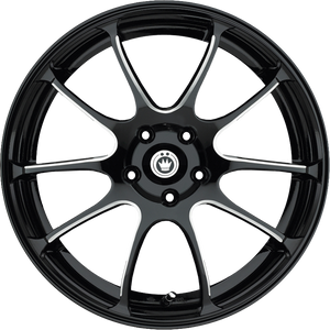 Konig Illusion Gloss Black w/ Ball Cut Machined Spokes 15x6.5 +38 4x100mm 73.1mm - WheelWiz