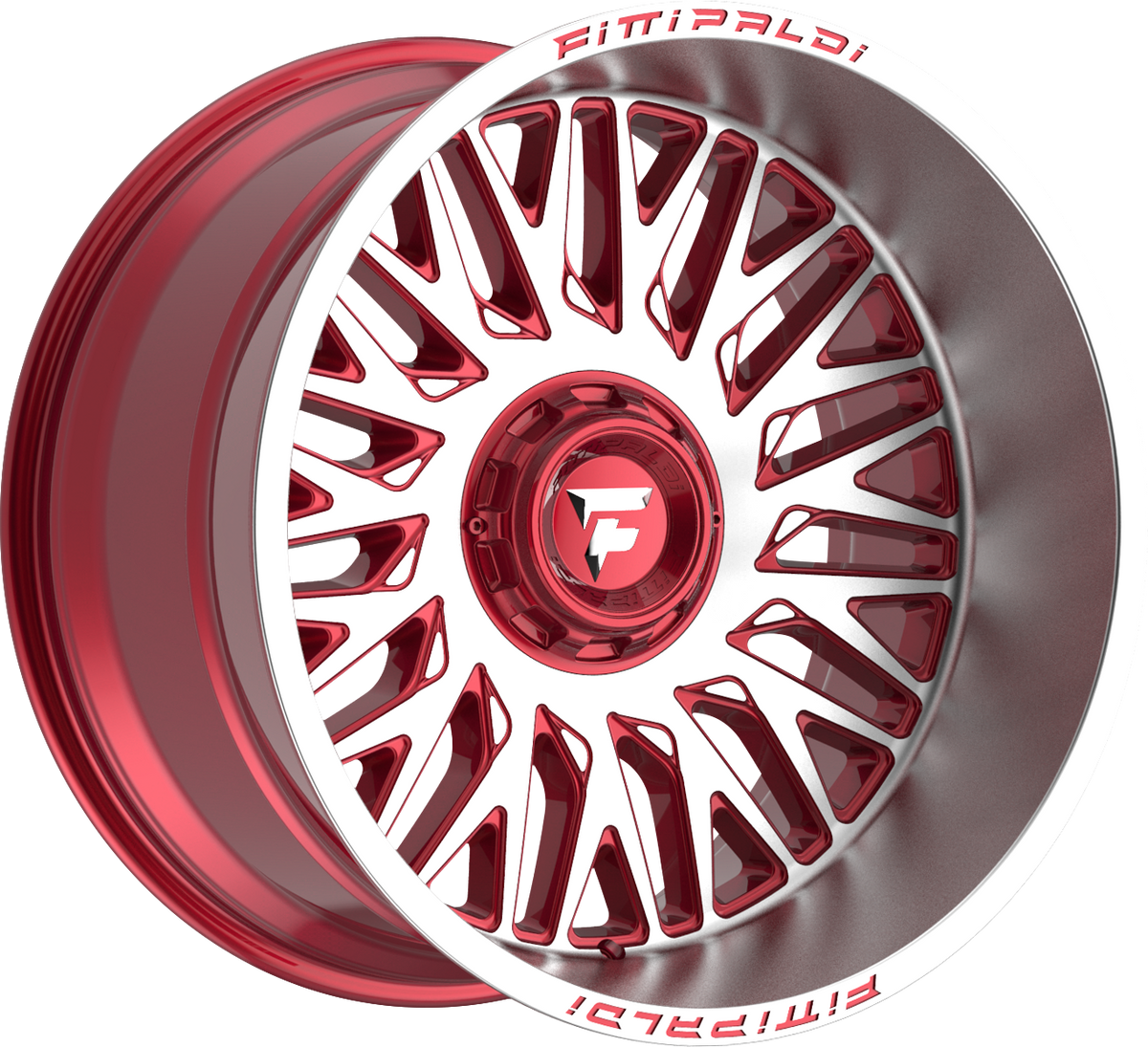 Fittipaldi FA07MR Gloss Red w/ Machined Face and Lip 22x12 -44 8x165.1mm 125.2mm - Wheelwiz