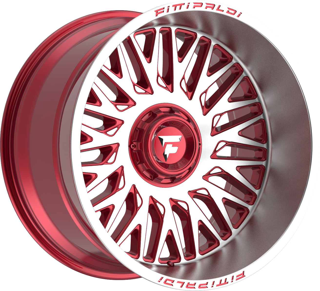Fittipaldi FA07MR Gloss Red w/ Machined Face and Lip 22x12 -44 8x165.1mm 125.2mm - Wheelwiz