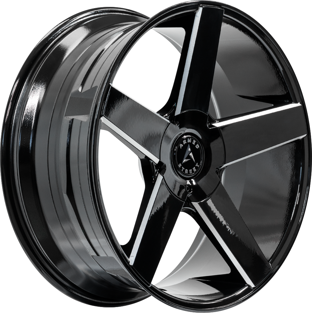 Armed Wheels Hustler Gloss Black Milled 24x10 +25 6x135mm 87.1mm - Wheelwiz