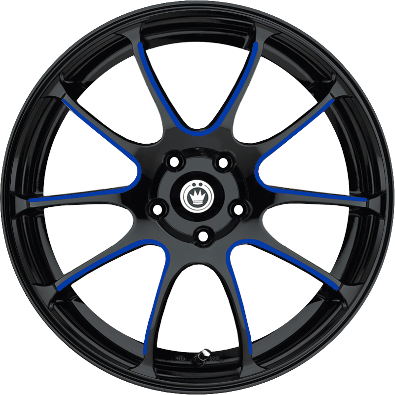 Konig Illusion Gloss Black W/ Blue Ball Cut 17x7 +40 5x114.3mm 73.1mm - Wheelwiz