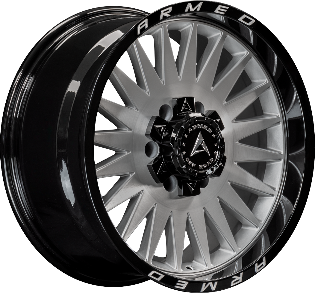 Armed Wheels Hostile Gloss Silver Brushed Face/Black Lip + Armed 18x9 +12 5x139.7mm 110.1mm