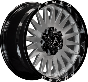 Armed Wheels Hostile Gloss Silver Brushed Face/Black Lip + Armed 18x9 +12 5x139.7mm 110.1mm