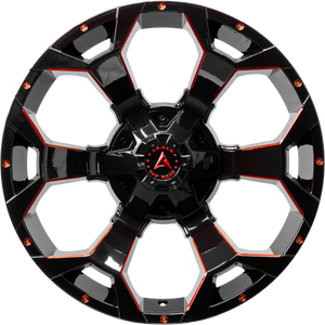 Armed Wheels Bomber Gloss Black Red Milled 20x10 0 5x127mm 78.1mm - Wheelwiz