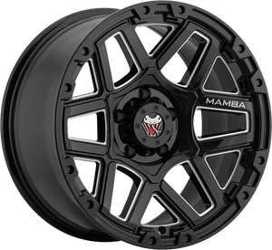 Mamba M23 Gloss Black w/ Machined Ball Cut 18x9 +12 6x139.7mm 106.1mm - Wheelwiz