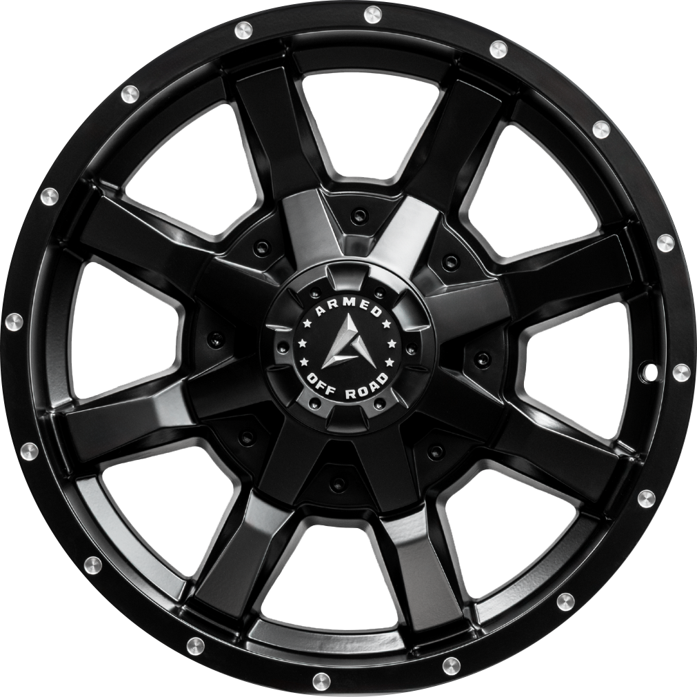 Armed Wheels Frontline Satin Black Milled Holes 17x9 -6 6x139.7mm 87.1mm