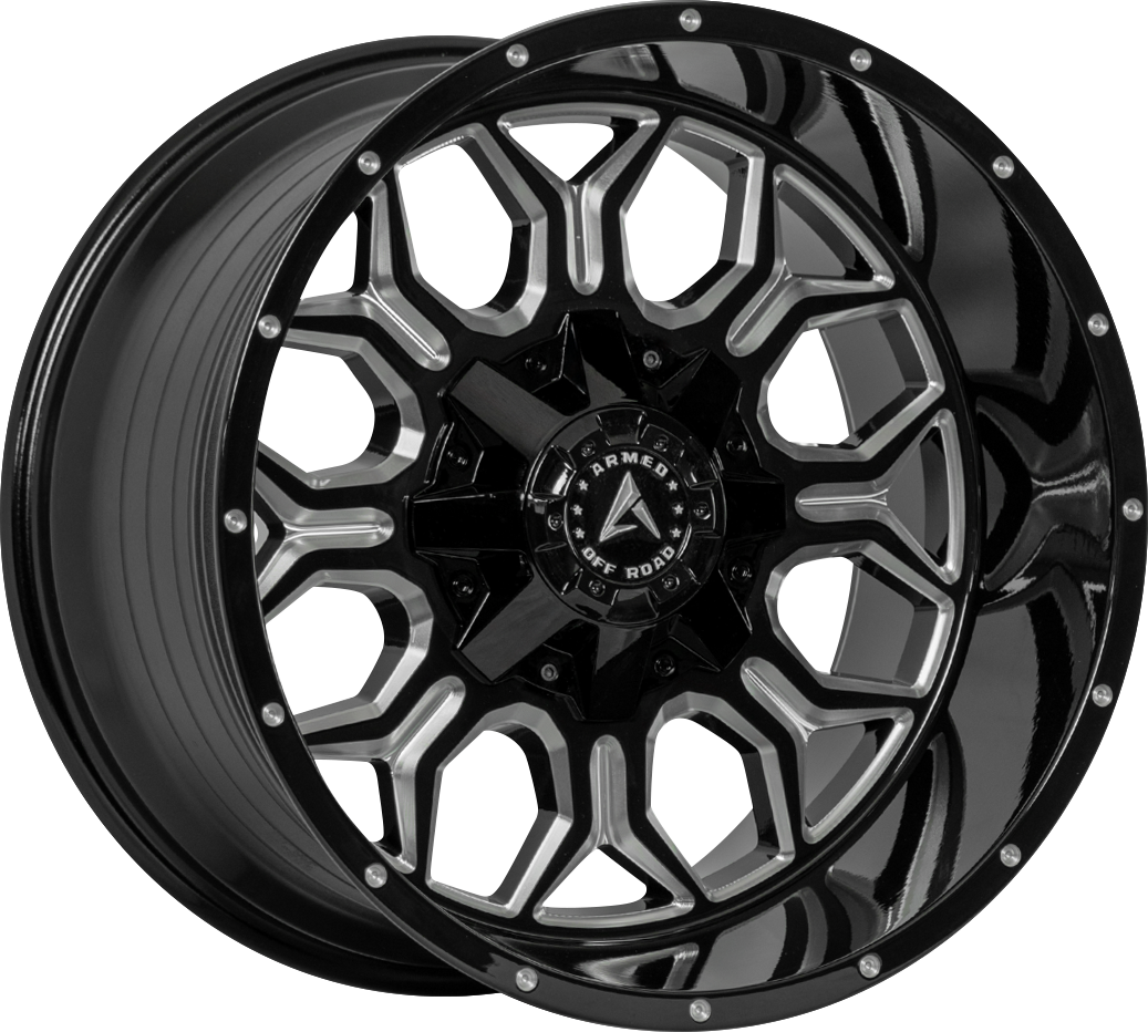 Armed Wheels Infantry Gloss Black Milled 20x9 0 5x139.7mm 110.1mm - Wheelwiz