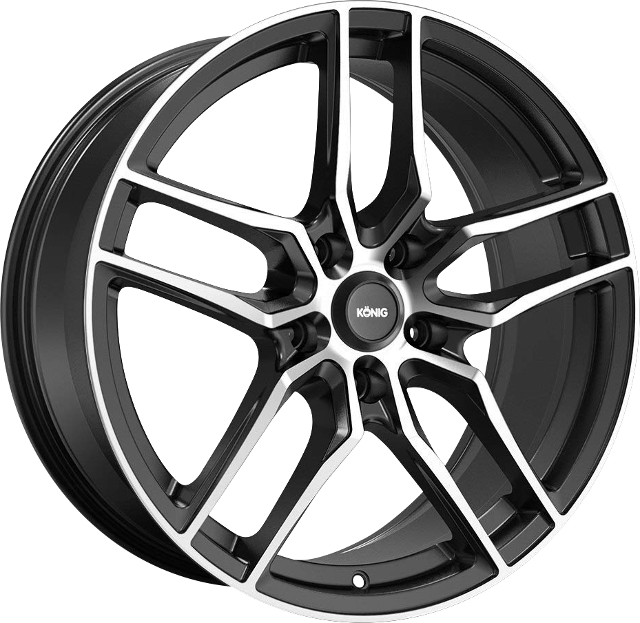 Konig Intention Gloss Black w/ Machined Face 16x7.5 +45 5x112mm 66.6mm - WheelWiz