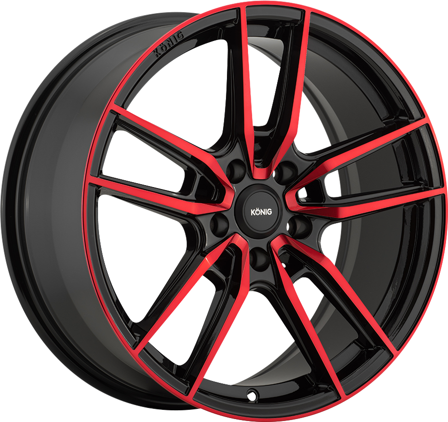 Konig Myth Gloss Black w/ Red Tinted Clear Coat 18x8 +43 5x100mm 73.1mm - WheelWiz