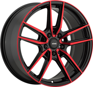 Konig Myth Gloss Black w/ Red Tinted Clear Coat 18x8 +43 5x112mm 66.6mm - WheelWiz