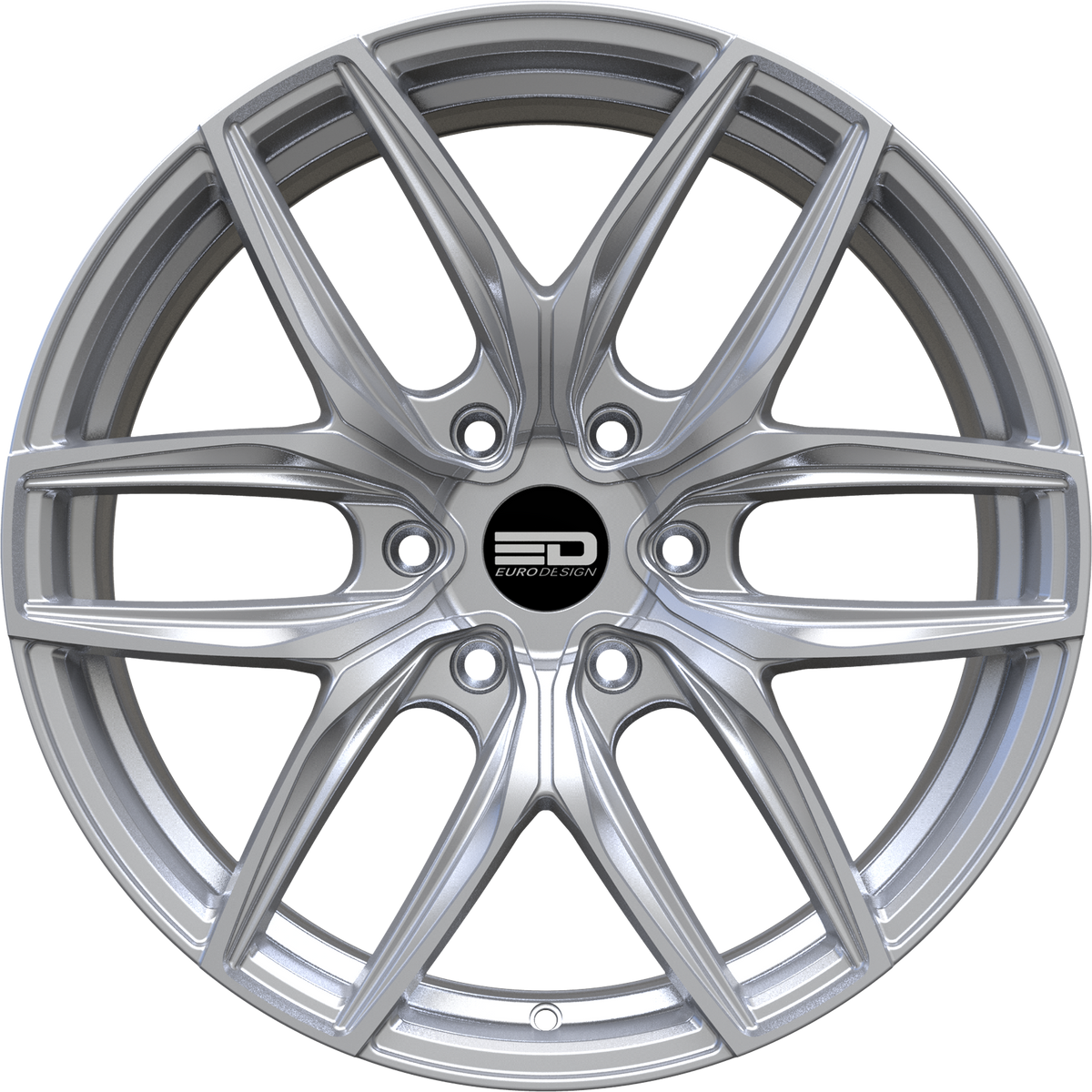 Euro Design Forza 6 Silver 20x9 +25 6x135mm 87.1mm - Wheelwiz