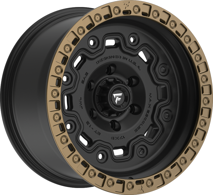 Fittipaldi FTC16Z Satin Black w/ Bronze Ring 17x9 -12 6x139.7mm 106.2mm - Wheelwiz