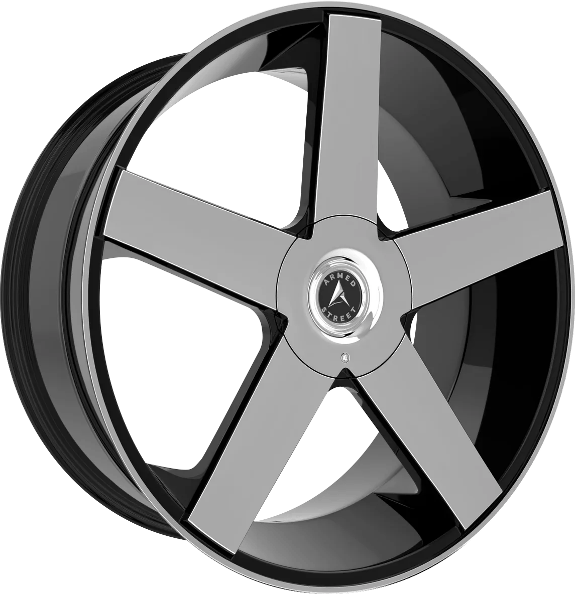 Armed Wheels Hustler Gloss Black Machined 22x9.5 +13 5x115mm 74.1mm - Wheelwiz