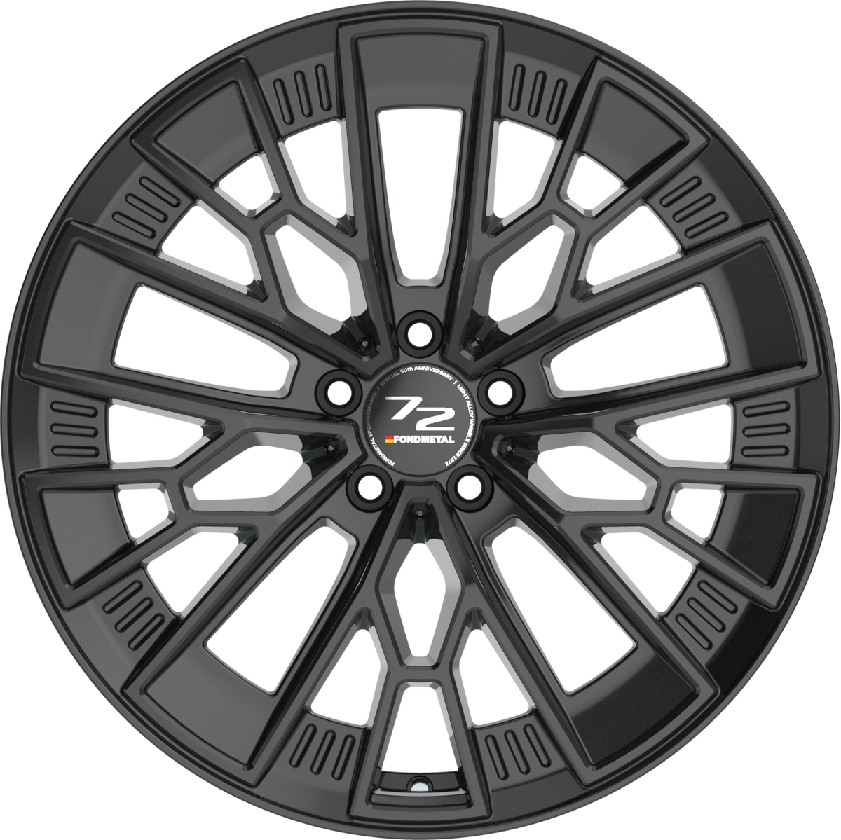 Fondmetal 1972 Anniversary Gloss Black 20x10.5 +18 5x112mm 66.5mm - Wheelwiz