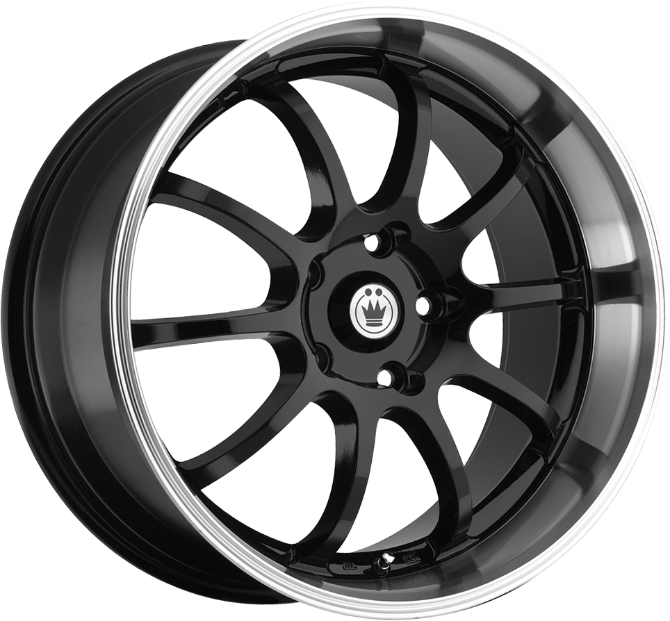 Konig Lightning Black W/ Machined Lip 15x7 +38 4x100mm 73.1mm - Wheelwiz