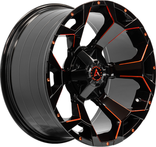 Armed Wheels Bomber Gloss Black Red Milled 20x10 0 5x127mm 78.1mm