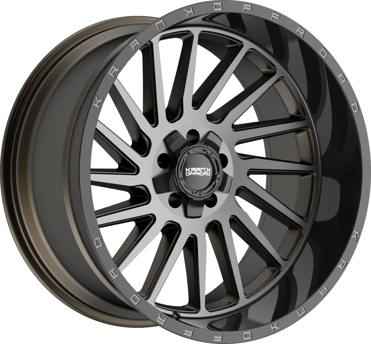 Krank Coil Bronze Dark Tint w/ Gloss Black Barrel 22x12 -44 5x127|5x139.7mm 77.8mm - Wheelwiz
