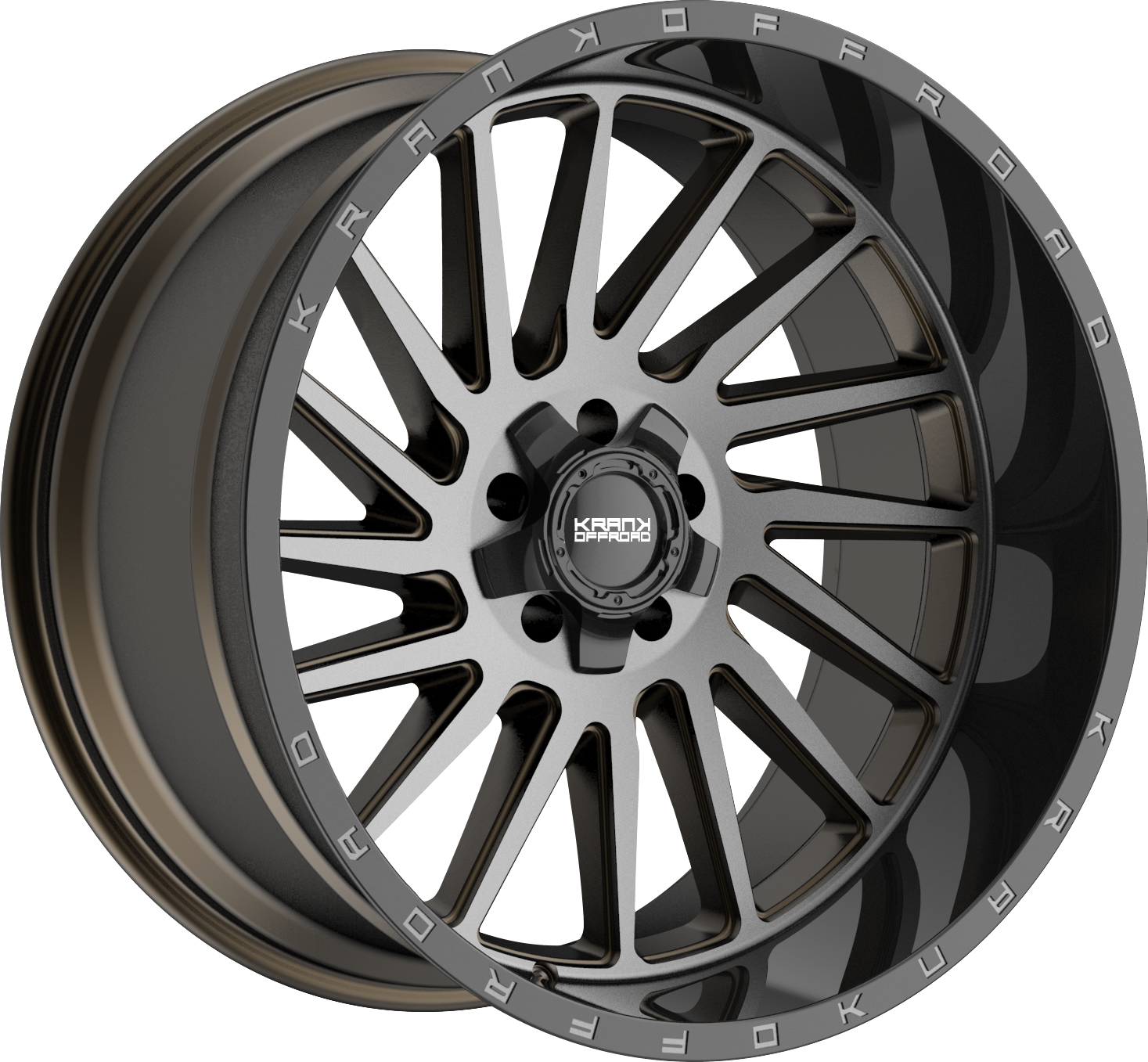 Krank Coil Bronze Dark Tint w/ Gloss Black Barrel 22x12 -44 5x127|5x139.7mm 77.8mm - Wheelwiz