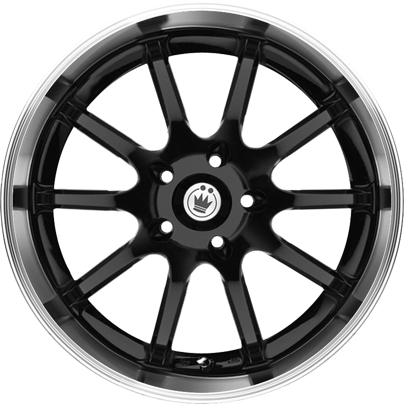 Konig Lightning Black W/ Machined Lip 16x7 +40 5x100|5x114.3mm 73.1mm - Wheelwiz