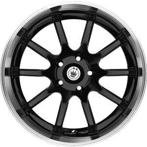 Konig Lightning Black W/ Machined Lip 16x7 +40 4x100|4x114.3mm 73.1mm - Wheelwiz