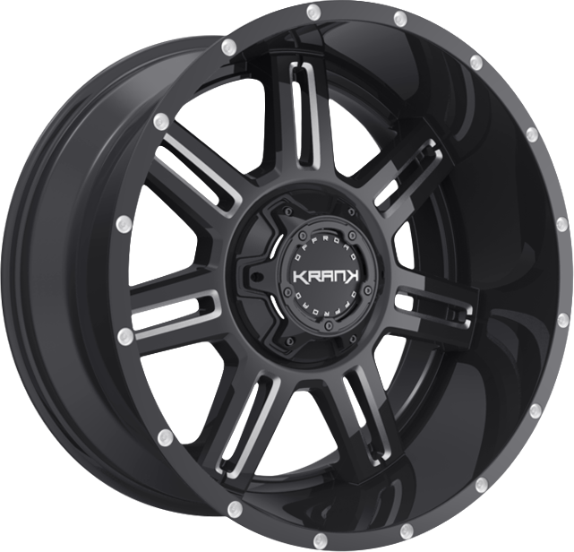 Krank Force Gloss Black Milled 20x10 -24 5x127|5x139.7mm 77.8mm - Wheelwiz