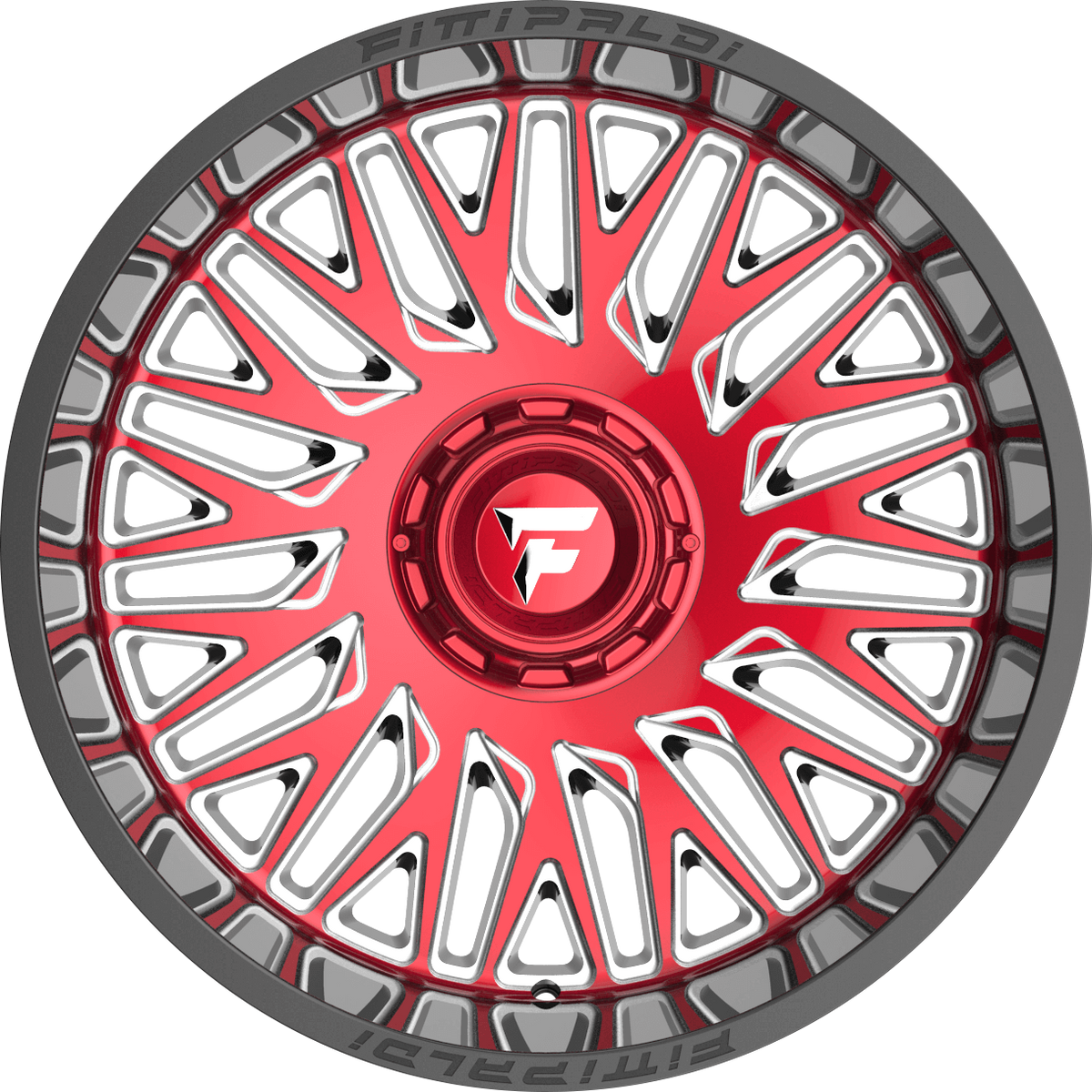 Fittipaldi FA07MBRM Gloss Black w/ Red Tint Machined Face and Milled Windows 22x12 -44 8x180mm 124.3mm