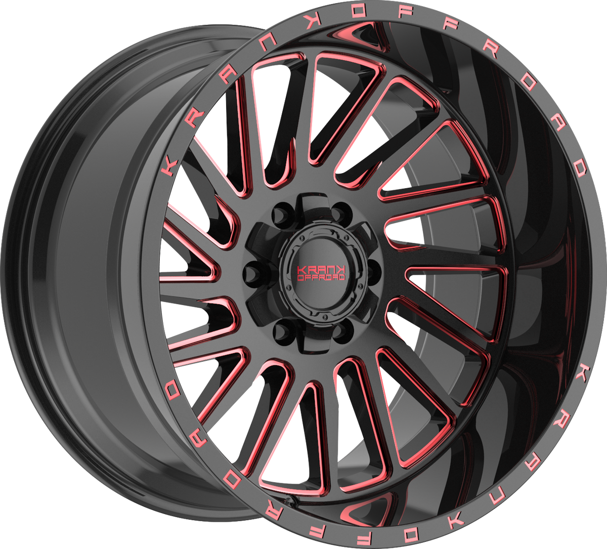 Krank Coil Gloss Black Red Milled 20x12 -44 6x135|6x139.7mm 108mm - Wheelwiz