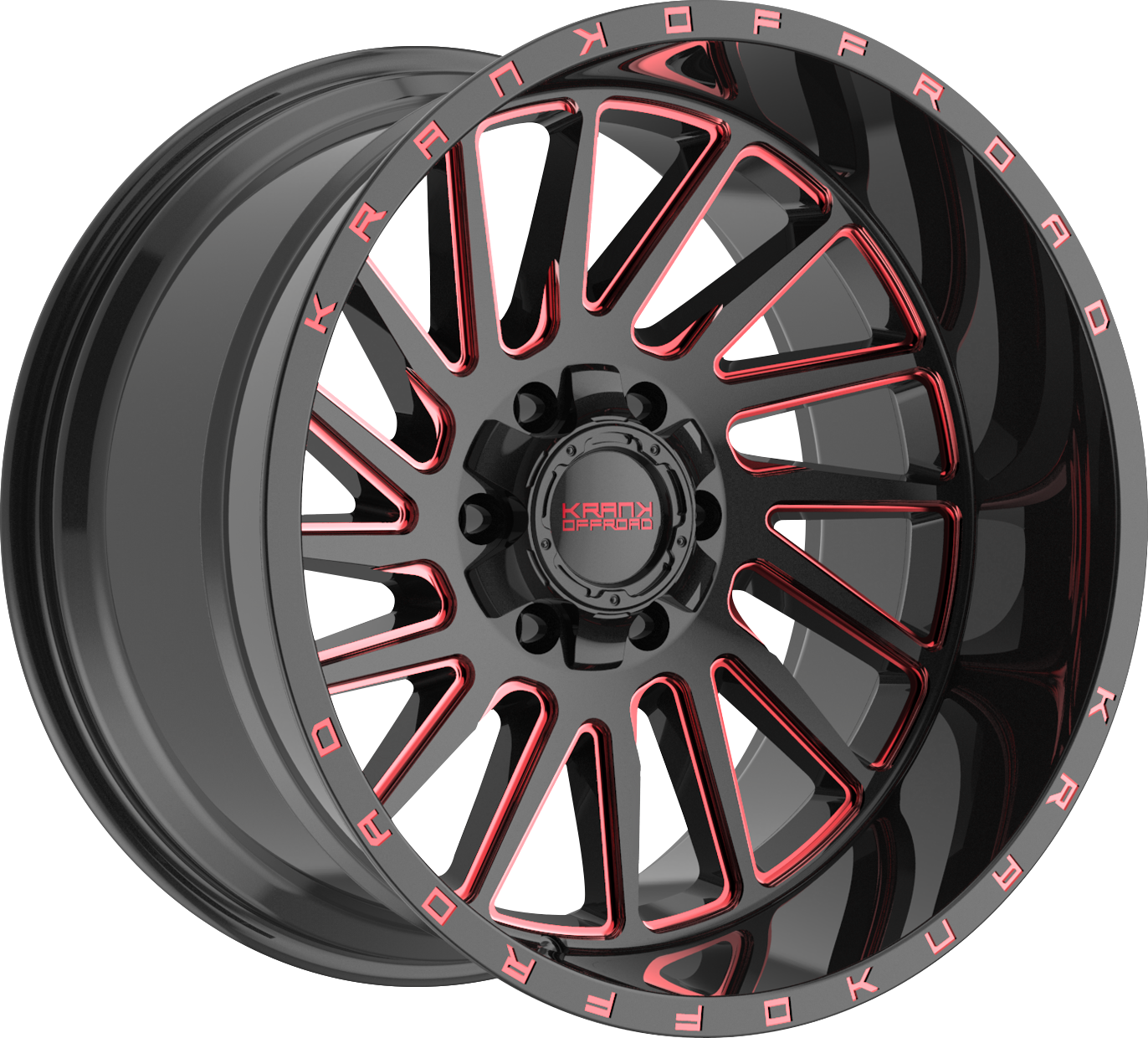 Krank Coil Gloss Black Red Milled 20x12 -44 6x135|6x139.7mm 108mm - Wheelwiz