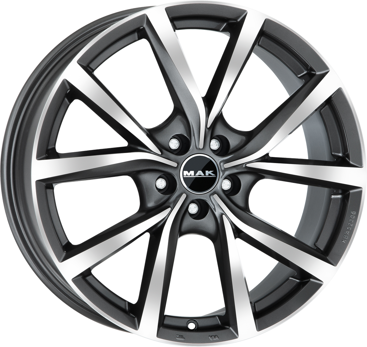 MAK POLARIS Gunmetal w/ Mirrored Face 17x7.5 +45 5x108mm 63.4mm - Wheelwiz