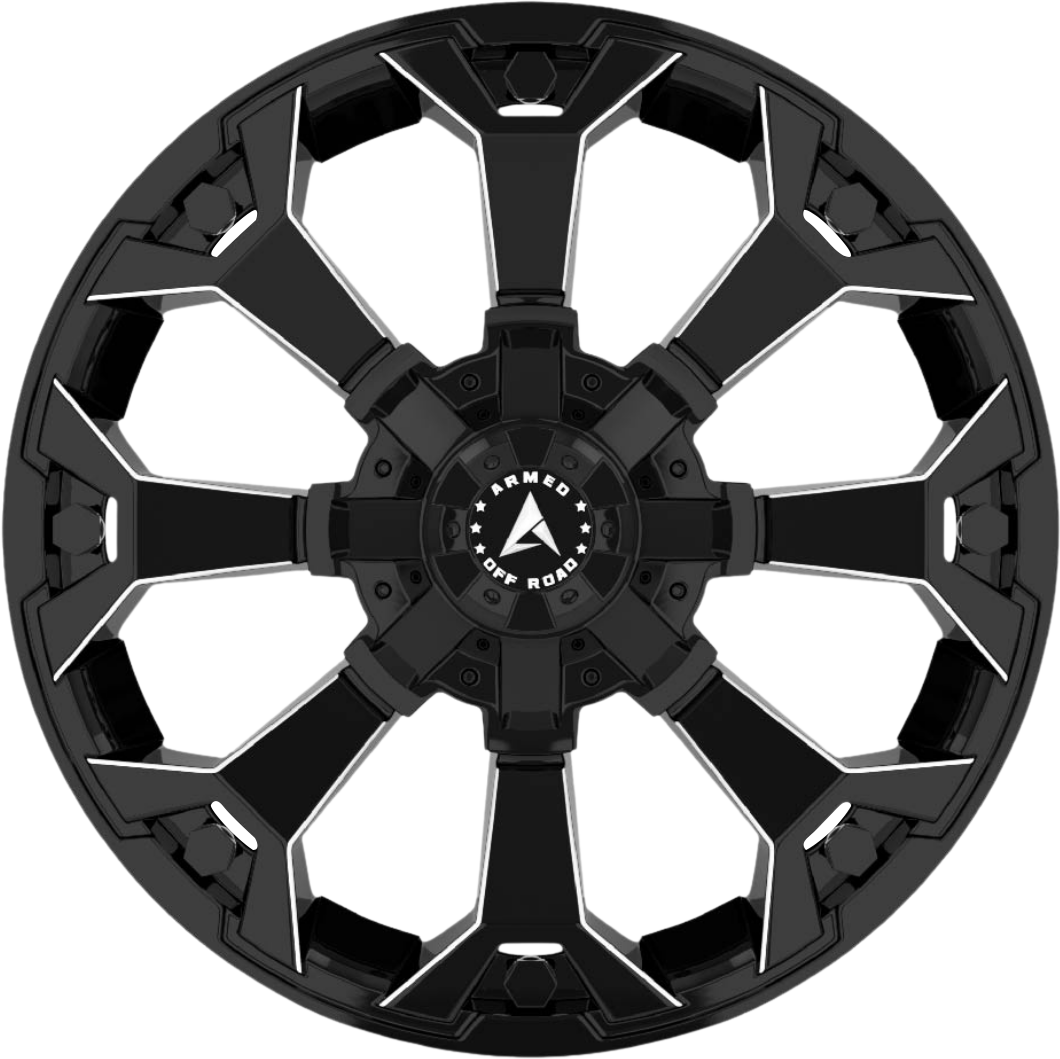 Armed Wheels Attack Gloss Black Milled 20x9 +12 8x165.1mm 125.1mm - Wheelwiz