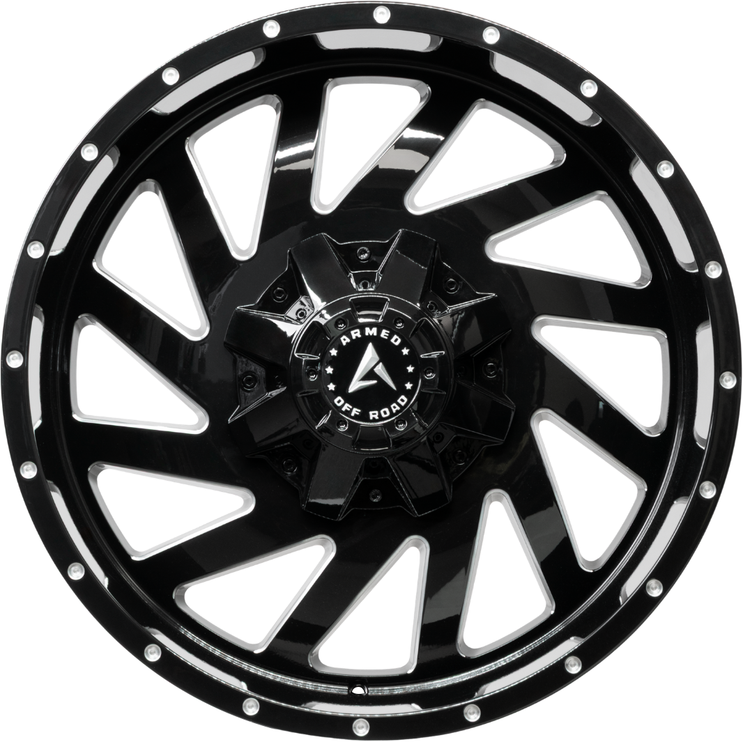 Armed Wheels Aggressor Gloss Black Milled 20x10 -24 6x135mm 108.1mm - Wheelwiz