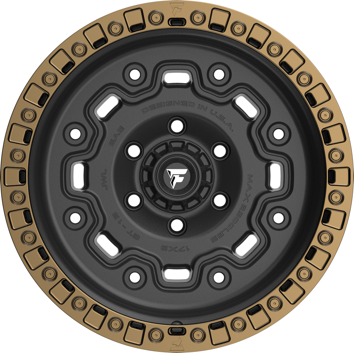 Fittipaldi FT100BZ Satin Bronze w/ Satin Black Lip 17x9 -12 5x127mm 71.5mm - Wheelwiz