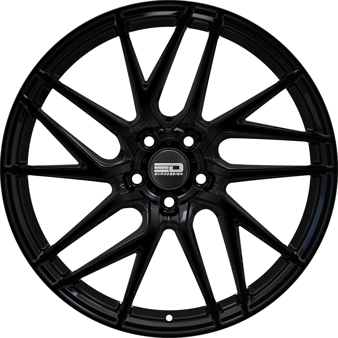 Euro Design Tech Gloss Black 19x8.5 +35 5x108mm 63.4mm - Wheelwiz