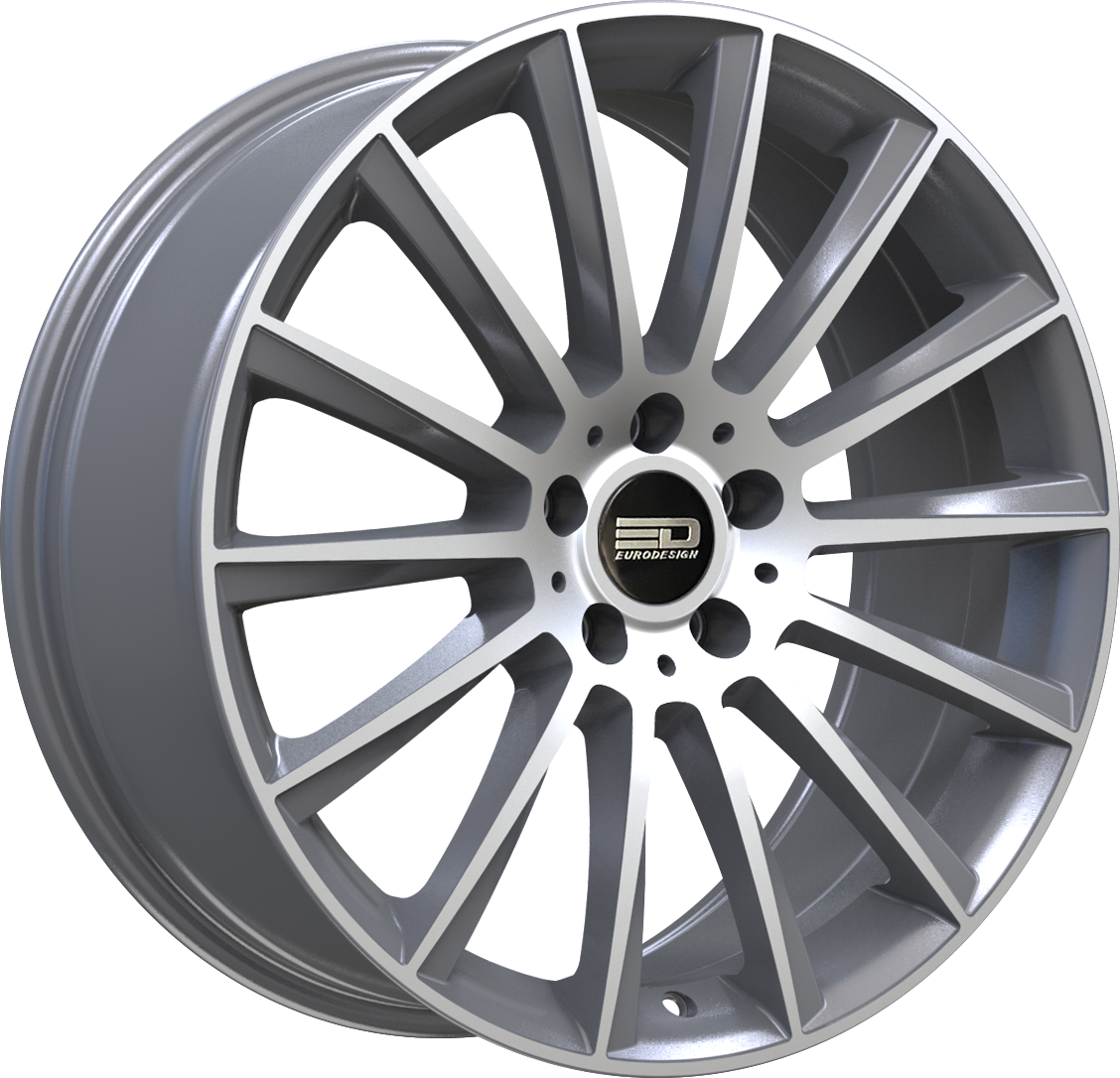 Euro Design Sacco Gunmetal Machined 19x8.5 +45 5x112mm 66.6mm - WheelWiz