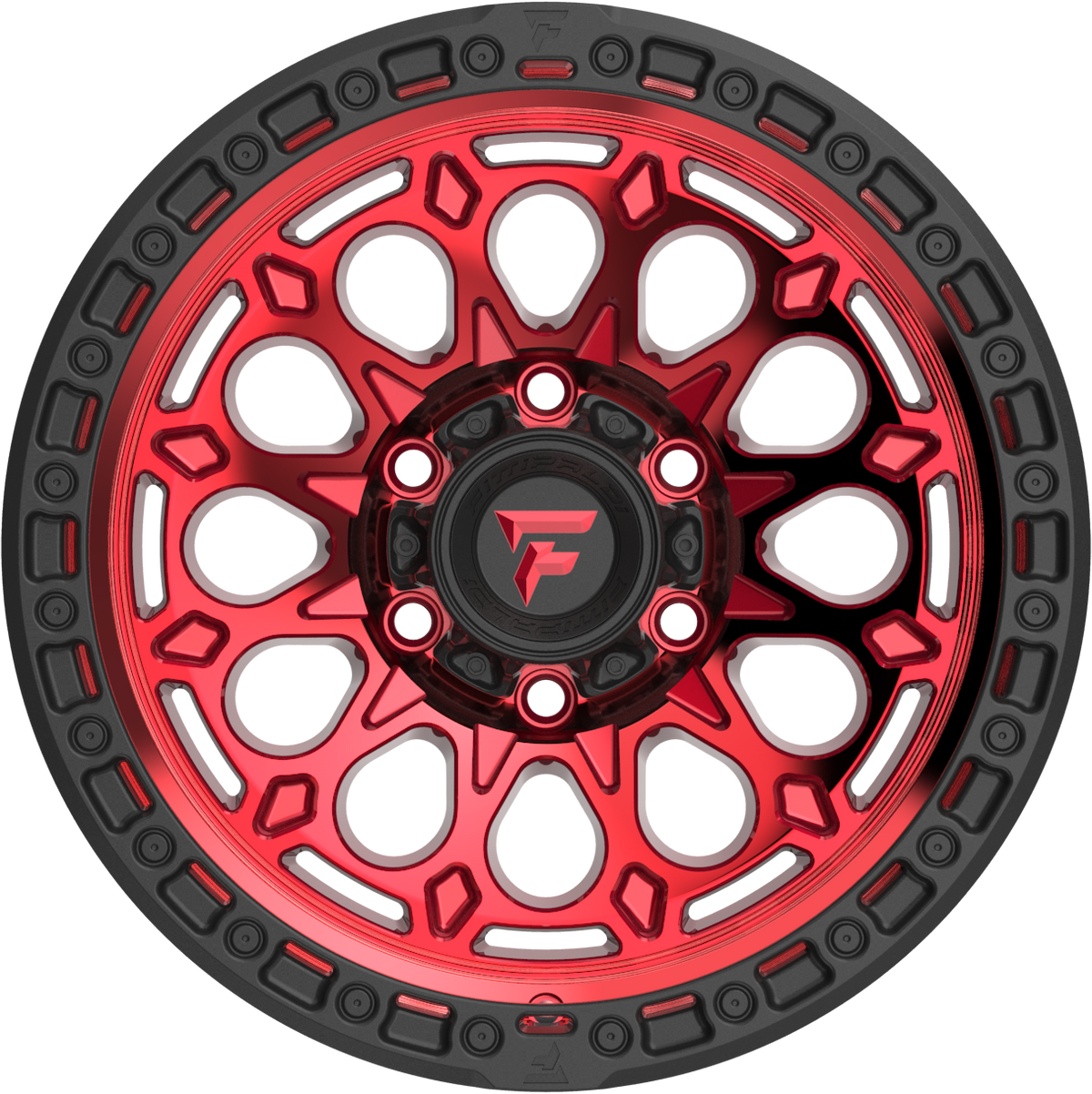 Fittipaldi FT101RTB Gloss Red w/ Black Ring 20x9 +18 8x180mm 124.3mm - Wheelwiz