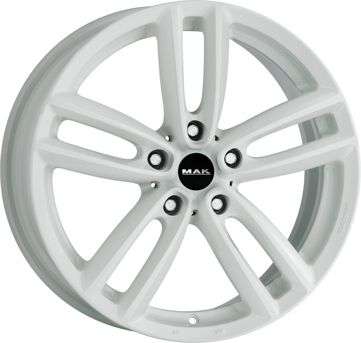 MAK OXFORD Gloss White 19x8 +46 5x112mm 66.6mm - Wheelwiz