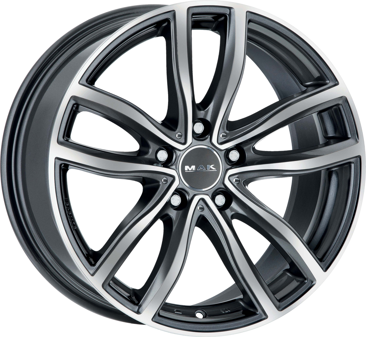 MAK FAHR Gunmetal w/ Mirrored Face 20x8 +55 5x112mm 66.6mm - Wheelwiz