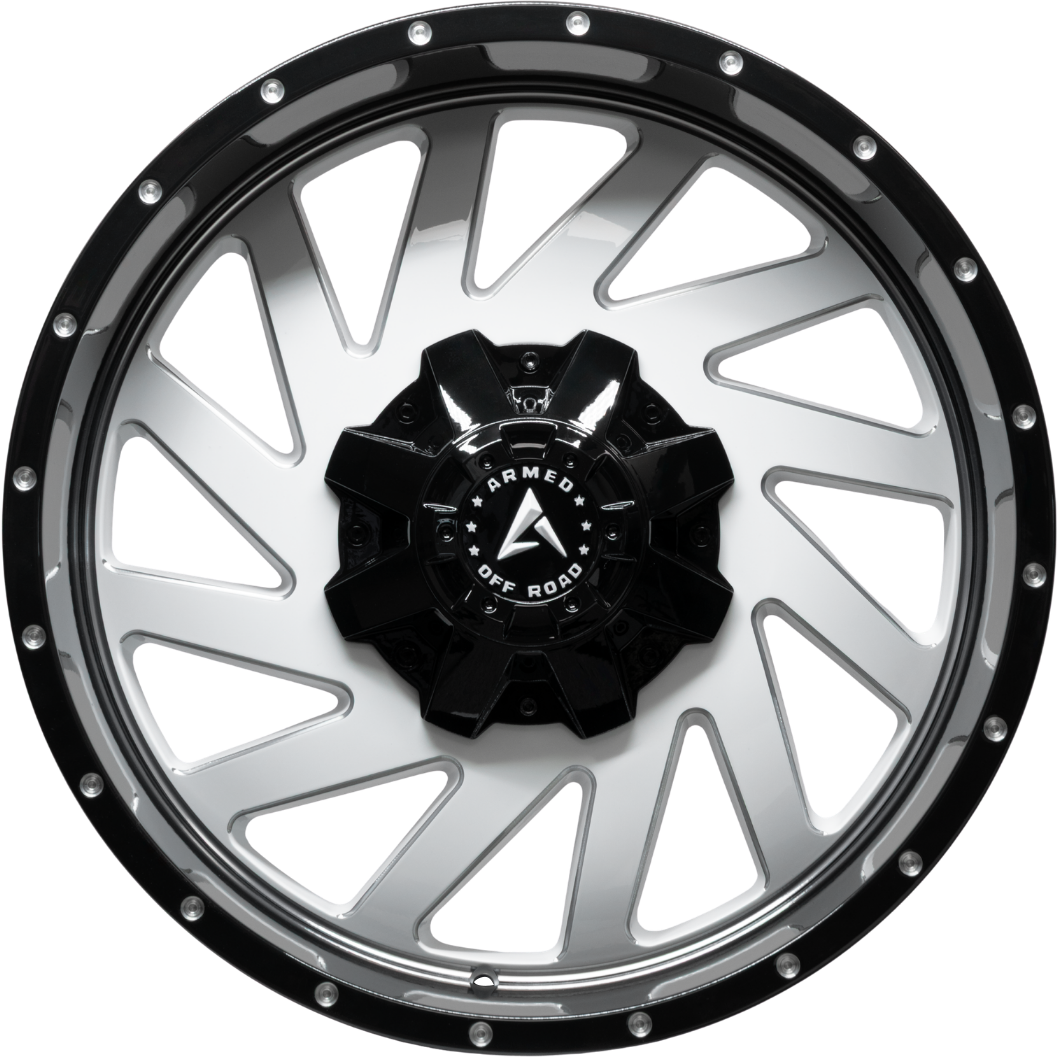 Armed Wheels Aggressor Gloss White Milled Black Lip 20x10 -24 Custom 87.1mm - Wheelwiz