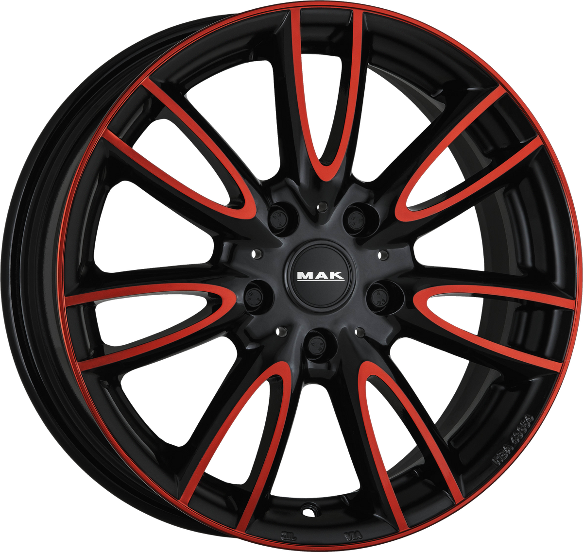 MAK JACKIE W Black and Red 15x5.5 +46 5x112mm 66.6mm - Wheelwiz