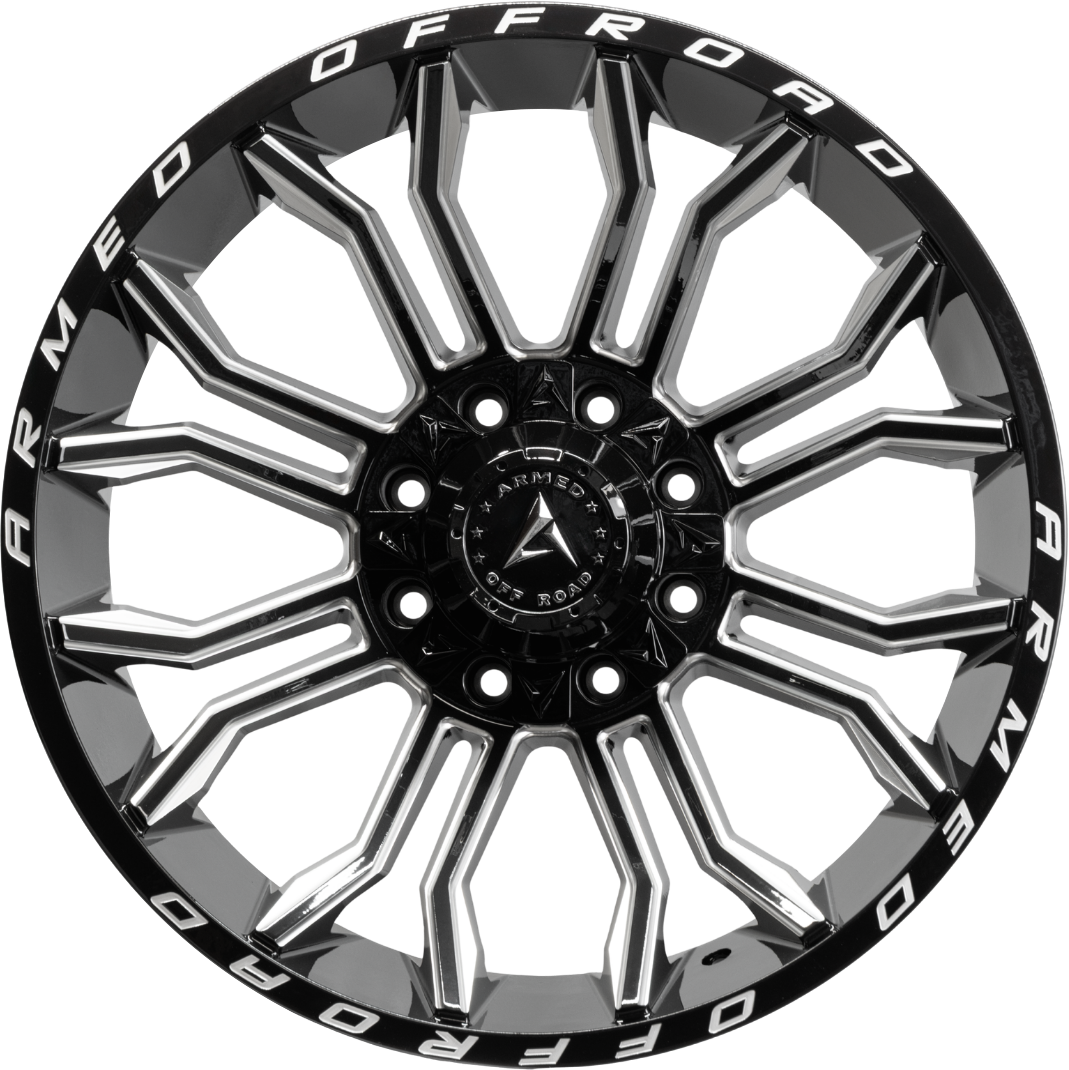 Armed Wheels Havoc Gloss Black Milled 20x10 -18 8x165.1mm 125.2mm