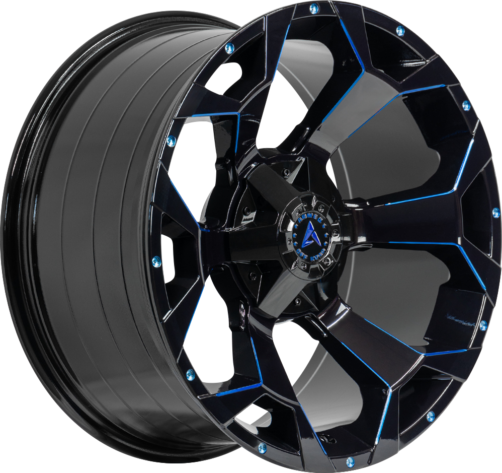 Armed Wheels Bomber Gloss Black Blue Milled 20x10 0 5x139.7mm 110.1mm - Wheelwiz