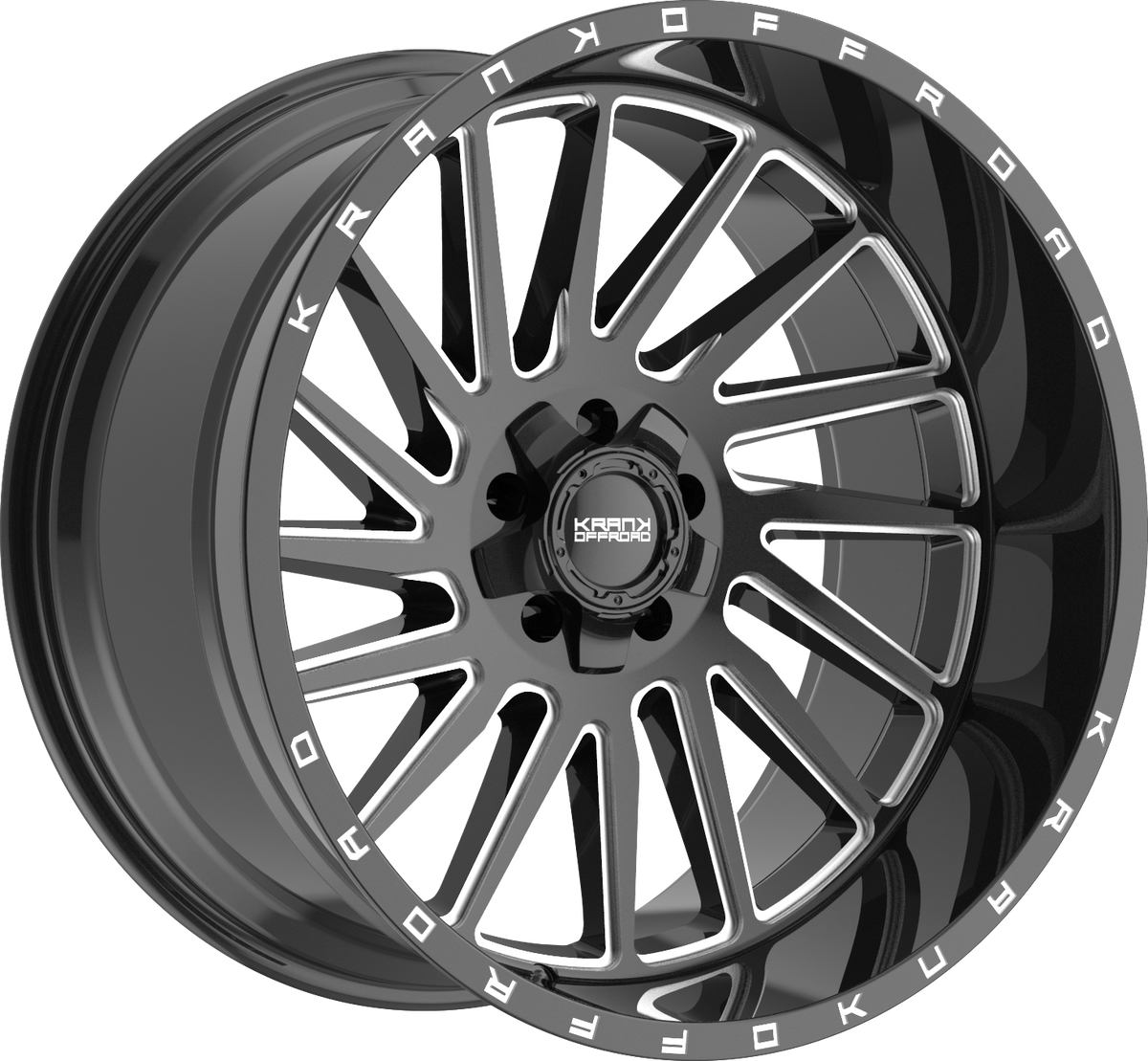 Krank Coil Gloss Black Milled 22x12 -44 5x127|5x139.7mm 77.8mm - Wheelwiz