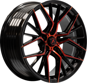 Armed Wheels Tactical Gloss Black Machine Face + Red Clear Coat 19x8.5 +30 5x113mm 74.1mm - Wheelwiz