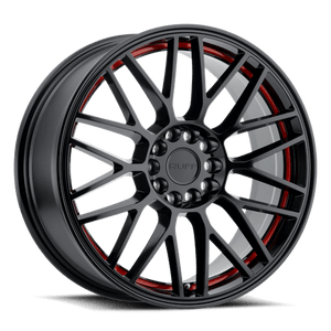 Ruff OVERDRIVE Gloss Black W/ Red Inner Lip 18x8 +38 5x108|5x114.3mm 72.1mm - WheelWiz